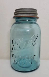Barattolo muratore vintage palla perfetto con coperchio porcellana quarto blu 1913 - 1922 - Foto 1 di 7