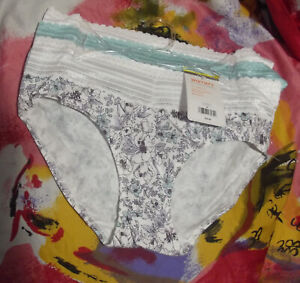 3 NEW WARNER'S RU1023R 910 NO MUFFIN TOP LACE WAIST COTTON HIPSTER PANTIES M/6