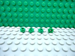 Lego 4 Green 1x1 knob with 5 petal edges plant flower NEW - Picture 1 of 1