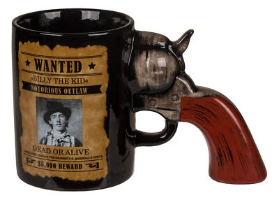 Origineller Keramik-Becher Western Kaffeetasse schwarz Tasse mit Revolver-Griff - Bild 1 von 2