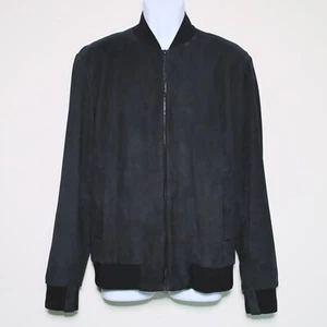 THEORY - Gray Brant Genuine 100% Goat Leather Suede Bomber Jacket - Men's Medium - Picture 1 of 15