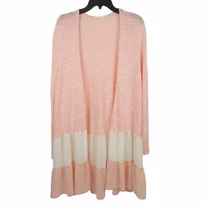 Entro Open Front Cardigan Womens Size M Pink Cream - Picture 1 of 10