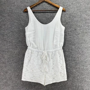 Jennifer Lopez Jumpsuit Women 4 White Floral Lace Sleeveless Lined Drawstring - Imagen 1 de 9