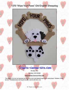 Wipe Your Paws-Old English Sheepdog-Plastic Canvas Pattern or Kit - Picture 1 of 1