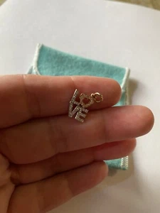 Rare Tiffany & Co. 18K Heart Love Charm White & Rose Gold Diamond - Picture 1 of 12