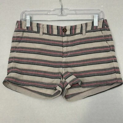 Pantalones Cortos Merona con Bolsillos, Algodón, Crema con Rayas Grises y Rosas, 4 Foto 1 de 4