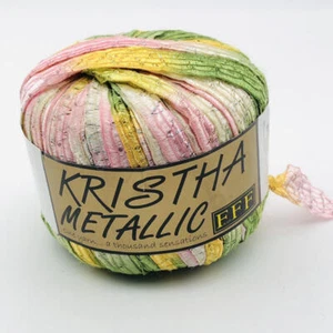 Hilo de cinta metálica Kristha rosa verde amarillo blanco ombre hecho en Italia nuevo - Imagen 1 de 4