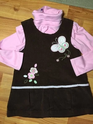 Samantha Says Girls Sz. 3T Brown Corduroy Dress Garaninals Pink Top - Image 1 of 4