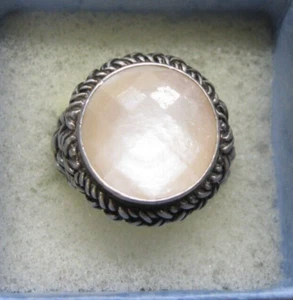 Estate Jewelry .925 Sterling OPAQUE Mother of Pearl Style COCKTAIL 17.6g Ring 6 - Picture 1 of 13