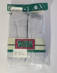 Vintage 90s Copper Creek Men's Gray Full Cushion Socks Size 10-13 6 Pair NOS - Picture 1 of 4