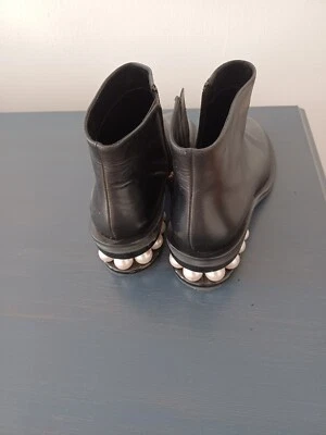 Nicholas Kirkwood Botines Cuero Negro Perla con Cremallera Lateral Talla 10 Foto 1 de 4