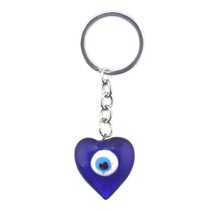 Turkey Blue Evil Eye Love Heart Keychain Car Key Chain Ring Amulet Charm Pendant - Picture 1 of 3