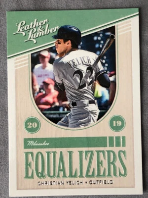 2019 Leather & Lumber Equalizers Christian Yelich #EQ-12 Milwaukee Brewers - Image 1 of 2
