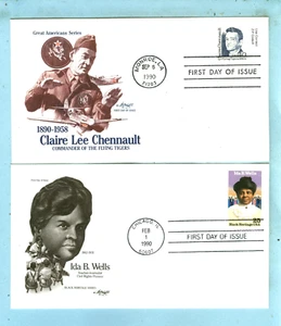2 ARTMASTER FDC, "Sc 2187 Claire Lee Chennault 40c & Sc 2442 Ida B. Wills 25c" - Picture 1 of 4