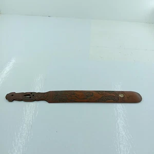 Vintage Carved Wood Bamboo Mother Pearl Asian Page Turner,Monk Scene,Large,Old - Picture 1 of 3