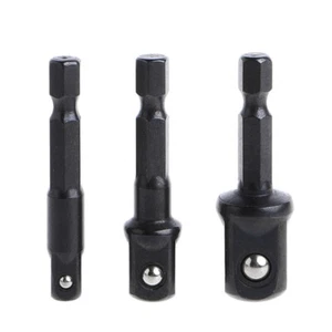 3Pcs Socket Adapter Set Hex Shank to Impact Driver Drill Bits 1/4 3/8 1/2 Inch - Picture 1 of 9