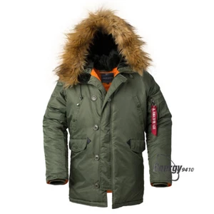 Replica N-3B Pilot Cotton Coat Snorkel Parka Jacket Heavy Winter Coat Fur Collar - Picture 1 of 27