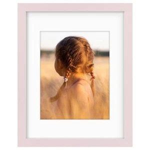 11x14 Picture Frame with Mat for 8x10 HD Glass Wall Mount Pink 1 Pack - Picture 1 of 8