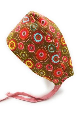 Medallion Circles Chocolate Brown  Medical CHEMO CAP Surgical SCRUB CAP - Image 1 of 4