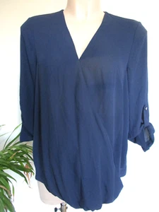 DOROTHY PERKINS MATERNITY SMART NAVY BLUE BLOUSE TUNIC TOP SIZE 12 - Picture 1 of 2