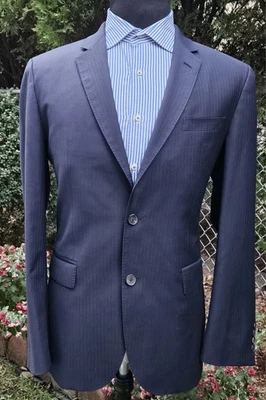 Hugo Boss Travel LENON Blue/Gray Striped Sport Blazer Size : 40R  - Image 1 of 4