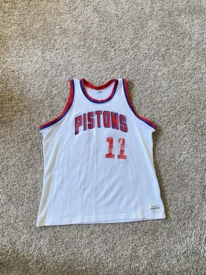 Camiseta deportiva de baloncesto de la NBA Detroit Pistons Isiah Thomas años 80 tejida en arena XL nailon de colección Foto 1 de 4