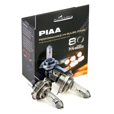 PIAA 80/80W Performance H4 Bulbs (Pair) - Halogen, Motorsport / Off Road Use - Image 1 of 4