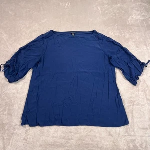 Camisa Eileen Fisher Mujer Grande Azul Manga Corbata Blusa Ligera 100% Seda - Imagen 1 de 8