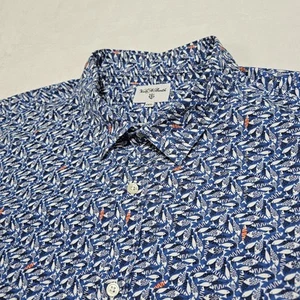 Camicia Voila St Barth uomo taglia XXXL stampa pesce all over cotone bottoni nautica - Foto 1 di 14