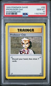 1999 POKEMON GAME BASE SET 88 PROFESSOR OAK SHADOWLESS PSA 10 GEM MINT - Picture 1 of 2