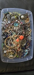 Mystery +12lbs Jewelry Bin All Jewelry is Either Broken or Mismatched Vintage - Picture 1 of 9