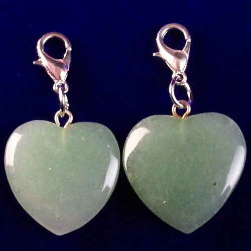 Gancho de piedra de aventurina verde corazón colgante cuentas 35x20x6 mm 4 piezas Foto 1 de 1