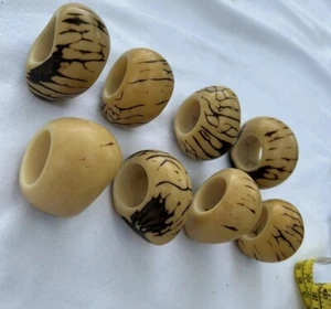 "Juego de (8) anillos de servilleta de nuez de tagua de 2"" color natural marrón tostado hechos a mano" - Imagen 1 de 4