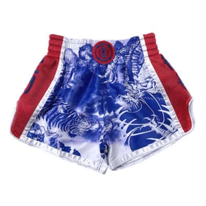 Fluory Eternity Luna Retro Muay Thai Shorts Blue Red - Picture 1 of 3