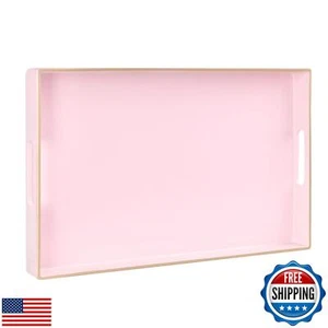 MAONAME Pink Serving Tray with Handles, Modern Decorative Tray for Coffee Tab - Picture 1 of 5