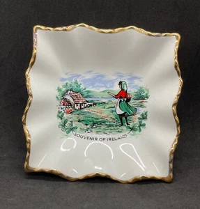Vintage Ireland Trinket Dish OLD FOLEY James Kent Porcelain Gold Ruffled Edge - Picture 1 of 5