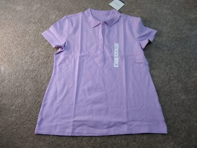 Croft & Barrow Polo Women Medium Purple Solid Short Sleeve - Image 1 of 4