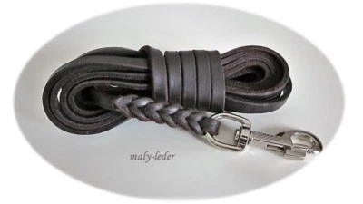  Schlepp/Fährtenleine, Braun,5m-10m ,mit/ohne Schlaufe,  Fettleder, maly-leder - Bild 1 von 2