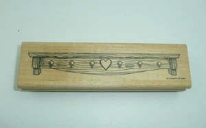 Long Heart Shelf Stamp Stampin Up 1995 Bookshelf School House Home Coat Hanger - Picture 1 of 3