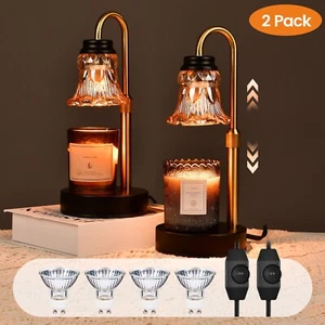 2 Candle Warmer Lamps, Height Adjustable Scenty Wax Warmer with Dimmer and Bulbs - Picture 1 of 7
