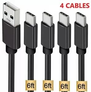 4 Pack 6FT USB C Cable Type C Fast Charger For Samsung Galaxy A10e A70 A71 BLK - Picture 1 of 5