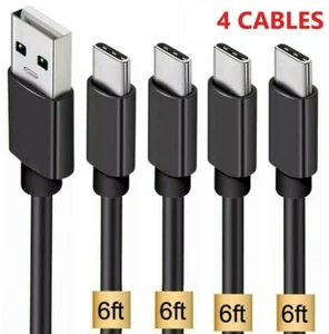 4 Pack 6FT USB C Cable Type C Fast Charger For Samsung Galaxy A10e A70 A71 BLK - Picture 1 of 5