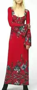 Maxi abito Free People Midnight Garden rosso floreale S ottime condizioni - Foto 1 di 5