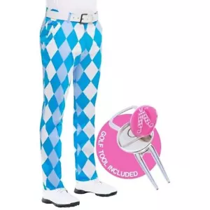 Royal & Awesome Mens Size 36X30 Old Tom Blue Argyle Golf Pant Stretch Cotton NWT - Picture 1 of 12