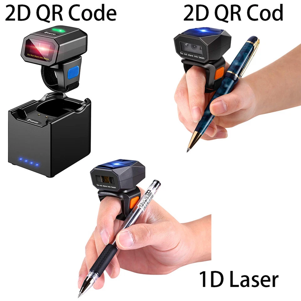 Eyoyo 1D 2D QR Code Wireless Wearable Ring Barcode Scanner Bluetooth PC Reader - Bild 1 von 1