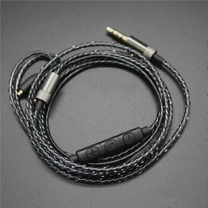 Black Volume Control MMCX Audio Cable Cord For Shure se215/se425/se535 W/Mic - Picture 1 of 5