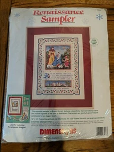 Vtg 1992 Dimensions Counted Cross Stitch Kit Renaissance Sampler #8423 COMPLETE - Picture 1 of 3