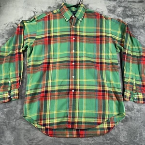 Polo uomo Ralph Lauren camicia flanella media a quadri con bottoni manica lunga verde - Foto 1 di 8