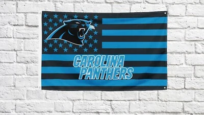 Bandera americana de los fanáticos del fútbol americano Carolina Panthers de 3x5 pies - Banner de regalo ideal de la NFL Foto 1 de 2