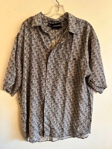 Colore Italia Mens Large Blue Geometric Short Sleeve Silk Button Up Shirt Preppy - Picture 1 of 6